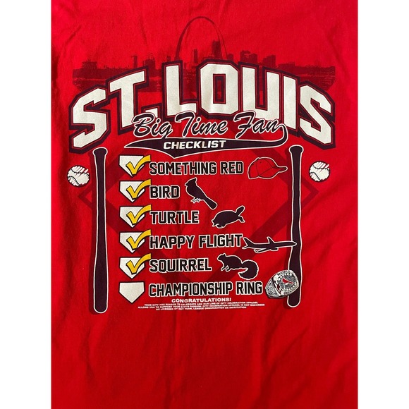 St. Louis Cardinals Go Birds Big Time Fan Size XL Red Double‎ Sided Graphic MLB - Picture 2 of 7